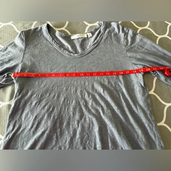 WILT Made in USA Heather Gray Scoop Neck 3/4 Sleeve 100% Cotton Top - Picture 8 of 10